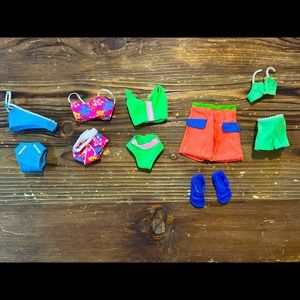 Barbie lot of VINTAGE swim suits / trunks and shoes RARE